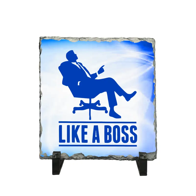 Like a boss, piatra ardezie personalizata, cu mesaj model, pa077